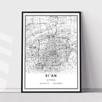 Xian, China Modern Style Map Print 