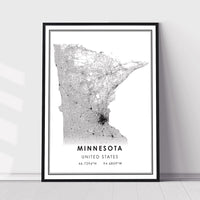 
              Minnesota, United States Modern Style Map Print
            