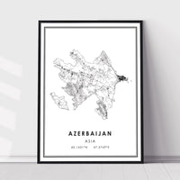 
              Azerbaijan, Asia Modern Style Map Print 
            
