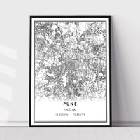 Pune, India Modern Style Map Print 