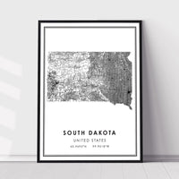 South Dakota, United States Modern Style Map Print