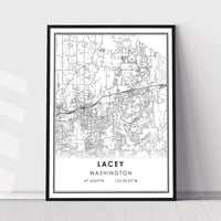 
              Lacey, Washington Modern Map Print
            