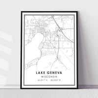 Lake Geneva, Wisconsin Modern Map Print 