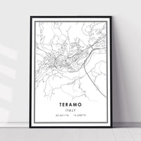 Teramo, Italy Modern Style Map Print 
