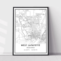 
              West Lafayette, Indiana Modern Map Print
            