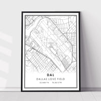 
              Dal, Dallas Love Field Modern Map Print 
            