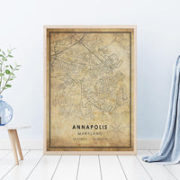 
              Annapolis, Maryland Vintage Style Map Print 
            