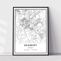 Granbury, Texas Modern Map Print 