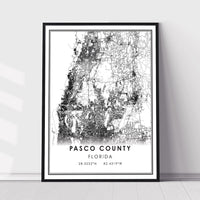 
              Pasco County, Florida Modern Map Print
            