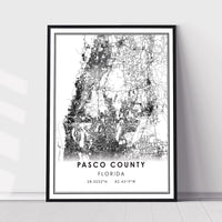 Pasco County, Florida Modern Map Print
