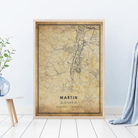 Martin, Slovakia Vintage Style Map Print 