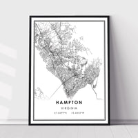 
              Hampton, Virginia Modern Map Print 
            