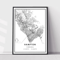 Hampton, Virginia Modern Map Print 