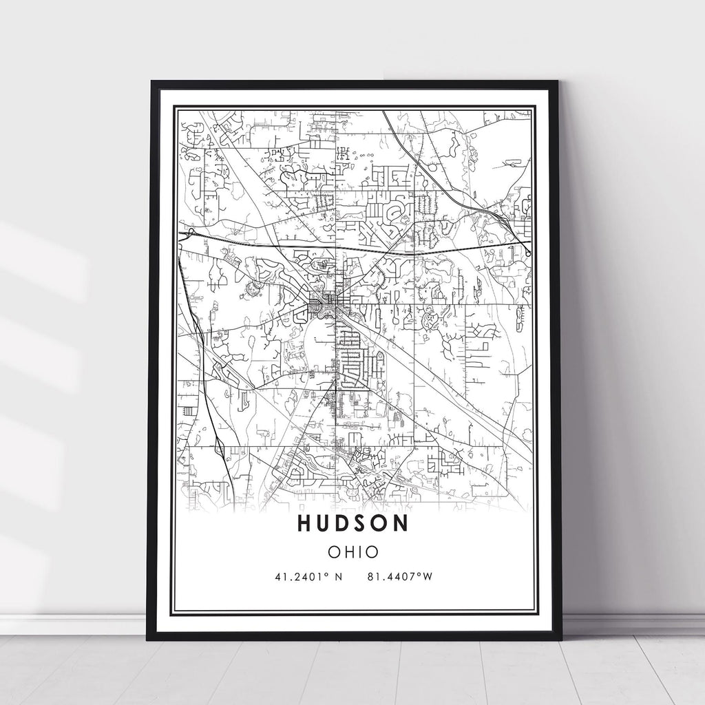 Hudson, Ohio Modern Map Print 