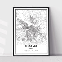 
              Belgrade, Serbia Modern Style Map Print 
            