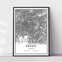 
              Nagoya, Japan Modern Style Map Print 
            