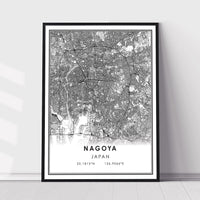 Nagoya, Japan Modern Style Map Print 