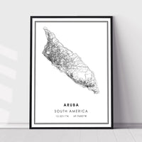 
              Aruba, South America Modern Style Map Print 
            