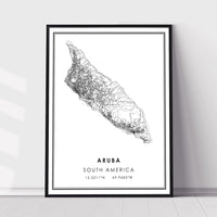 Aruba, South America Modern Style Map Print 