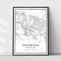 Collierville, Tennessee Modern Map Print 