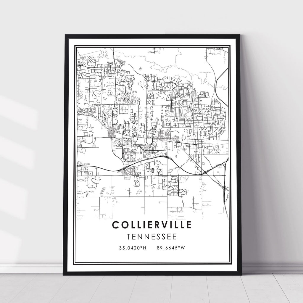Collierville, Tennessee Modern Map Print 