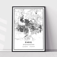 Kabul, Afghanistan Modern Style Map Print