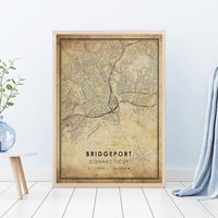 
              Bridgeport, Connecticut Vintage Style Map Print
            