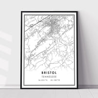 
              Bristol, Tennessee Modern Map Print 
            