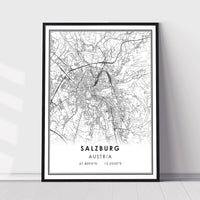 Salzburg, Austria Modern Style Map Print 