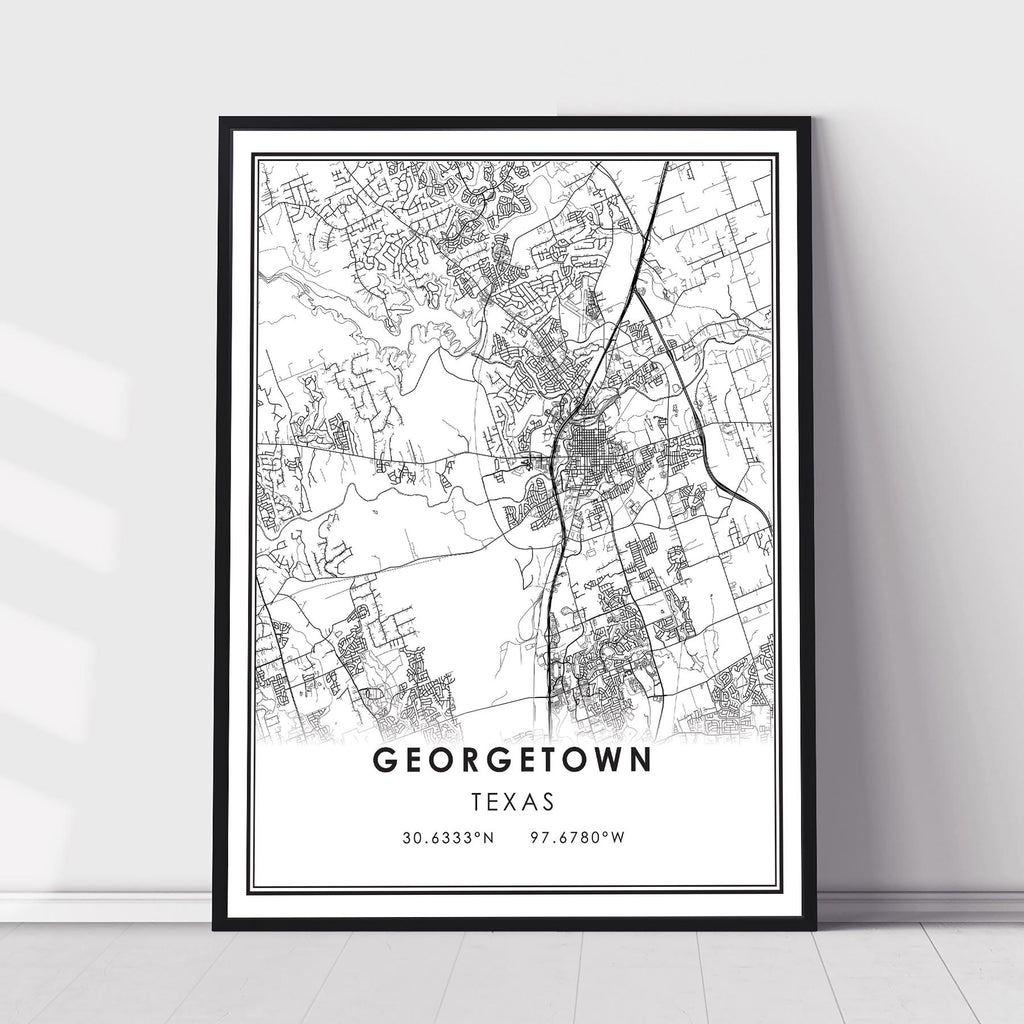 Georgetown, Texas Modern Map Print 