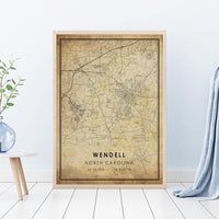 Wendell, North Carolina Vintage Style Map Print 