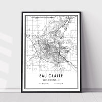 Eau Claire, Wisconsin Modern Map Print 