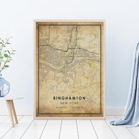 
              Binghamton, New York Vintage Style Map Print 
            