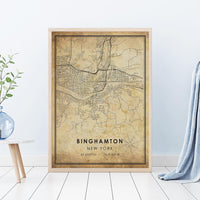 Binghamton, New York Vintage Style Map Print 