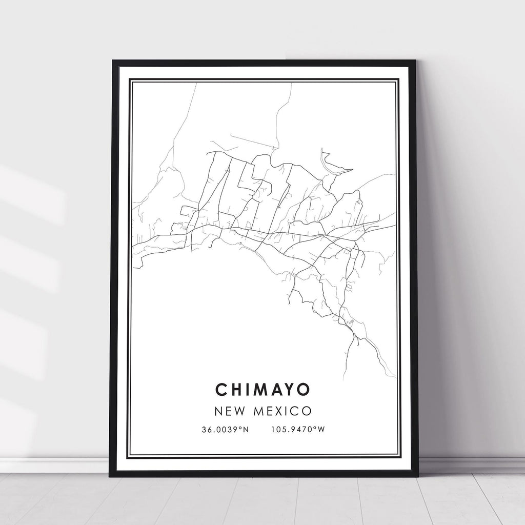 Chimayo, New Mexico Modern Map Print 