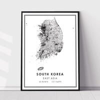 
              South Korea, East Asia Modern Style Map Print 
            