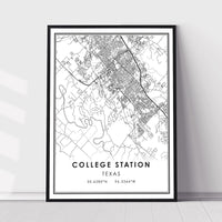 
              College Station, Texas Modern Map Print 
            