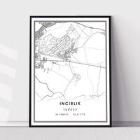 
              Incirlik, Turkey Modern Style Map Print
            