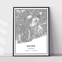 Accra, Ghana Modern Style Map Print 