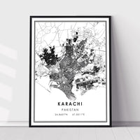 
              Karachi, Pakistan Modern Style Map Print
            