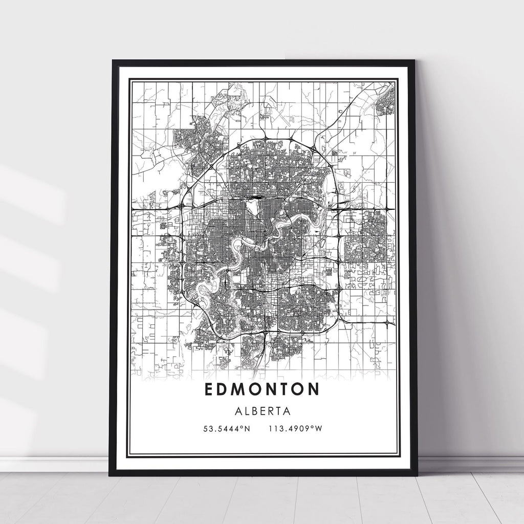 Edmonton, Alberta Modern Style Map Print 