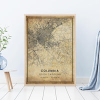 
              Columbia, South Carolina Vintage Style Map Print 
            