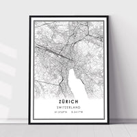 
              Zurich, Switzerland Modern Style Map Print 
            