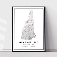 
              New Hampshire, United States Modern Style Map Print 
            