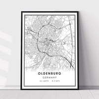 
              Oldenburg, Germany Modern Style Map Print 
            