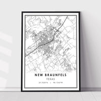 New Braunfels, Texas Modern Map Print
