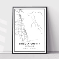 
              Lincoln County, Wyoming Modern Map Print
            