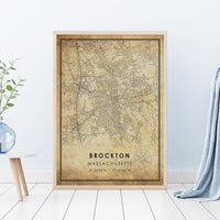 
              Brockton, Massachusetts Vintage Style Map Print 
            