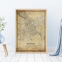 
              Bussum, Netherlands Vintage Style Map Print 
            