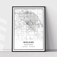 
              Midland, Michigan Modern Map Print 
            